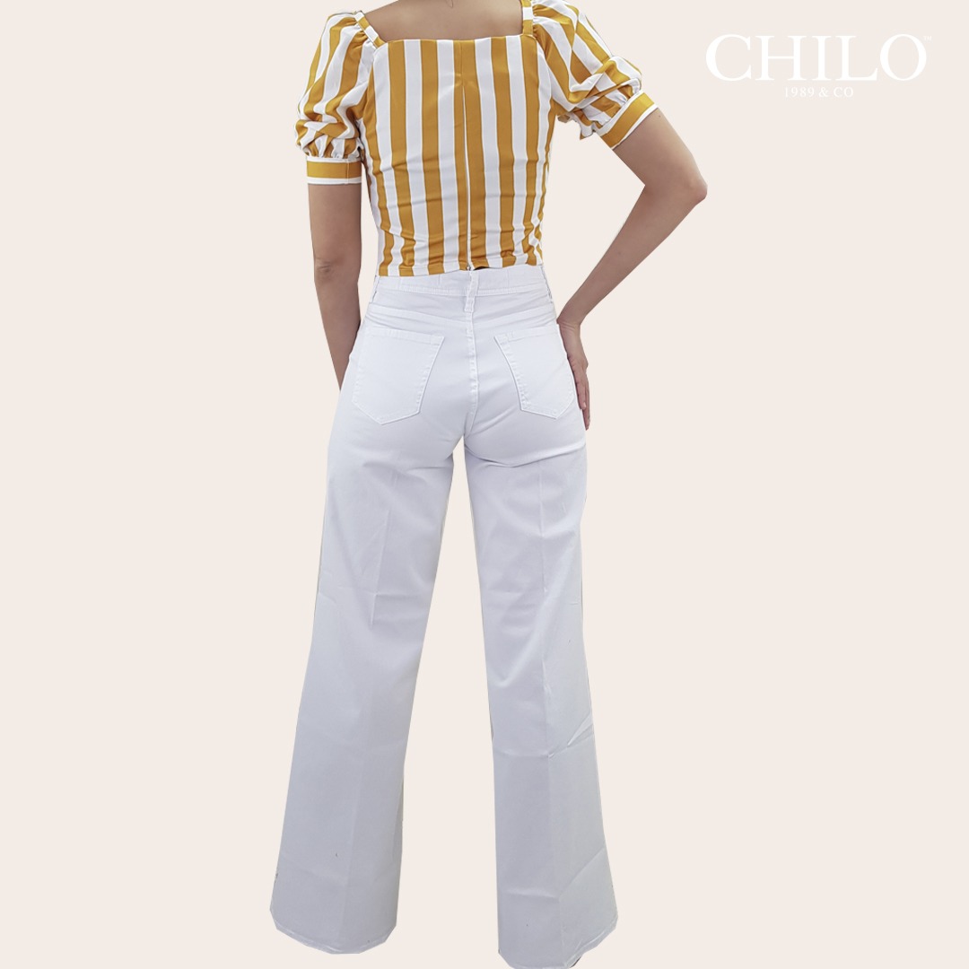 Jean Bota Campana Blanco Talle Alto Chilo Com Co