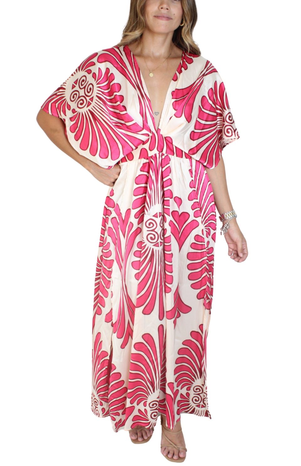 Vestido de Gala en Seda Floral Maxi