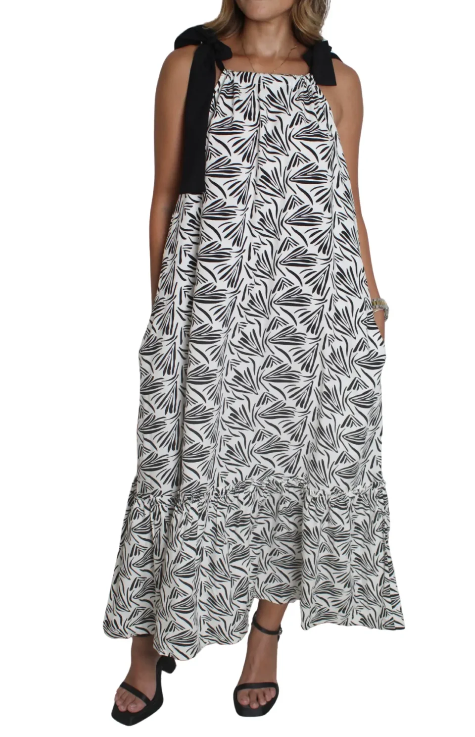 Vestido Largo de Verano con Lazos en los Hombros