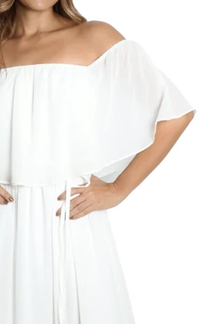 Vestido Maxi Blanco Campesino Detalle