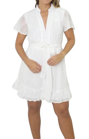 Vestido Bordado en Chifón Blanco