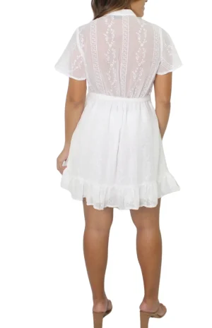 Vestido Bordado en Chifón Blanco