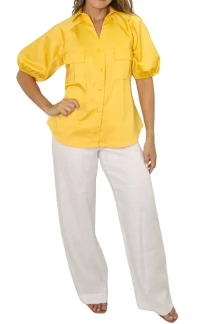 Blusa Camisera Con Bolsillos