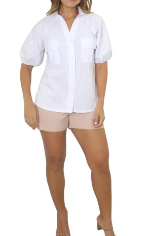 Blusa Camisera Con Bolsillos