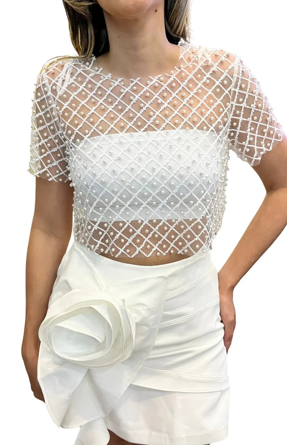 Blusa Transparente de Moda Frente