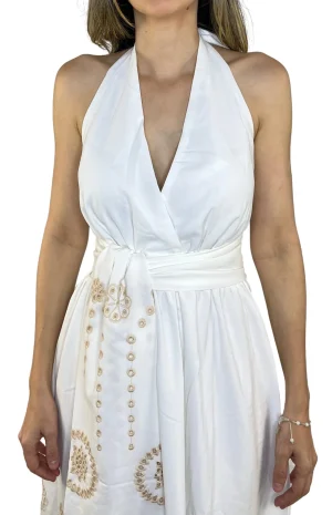 Vestido Crema de Fiesta Frente