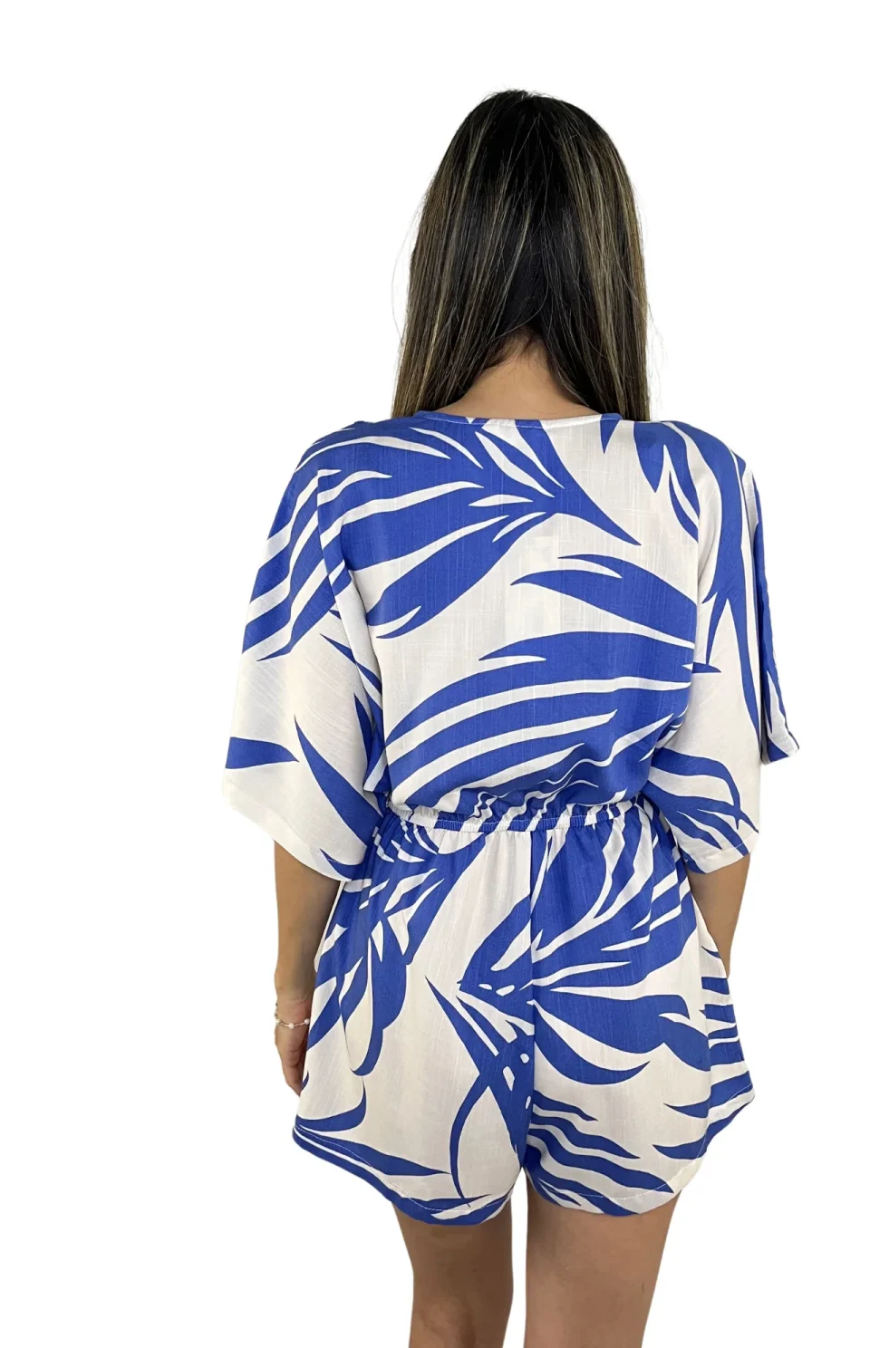 Enterizo short rayón Azul Espalda