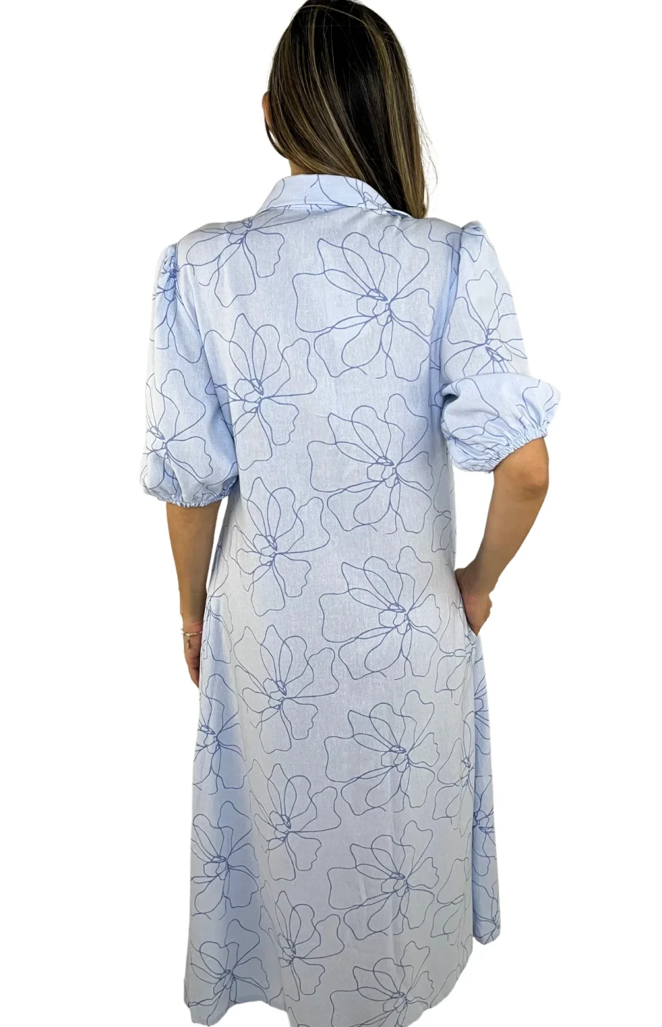 Vestido Camisero en lino espalda