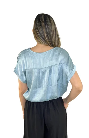 Blusa de seda aul espalda