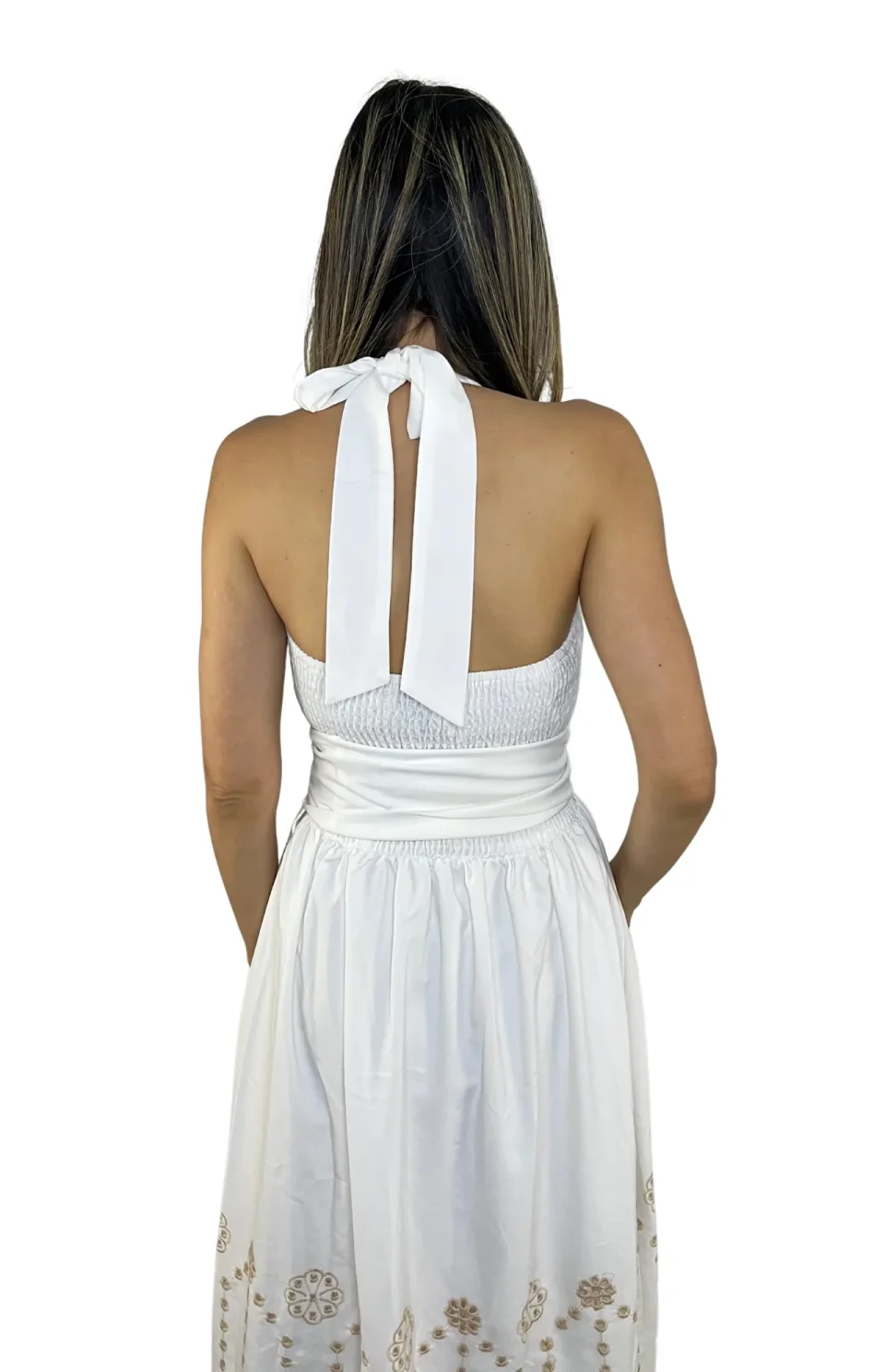 Vestido Crema de Fiesta Espalda