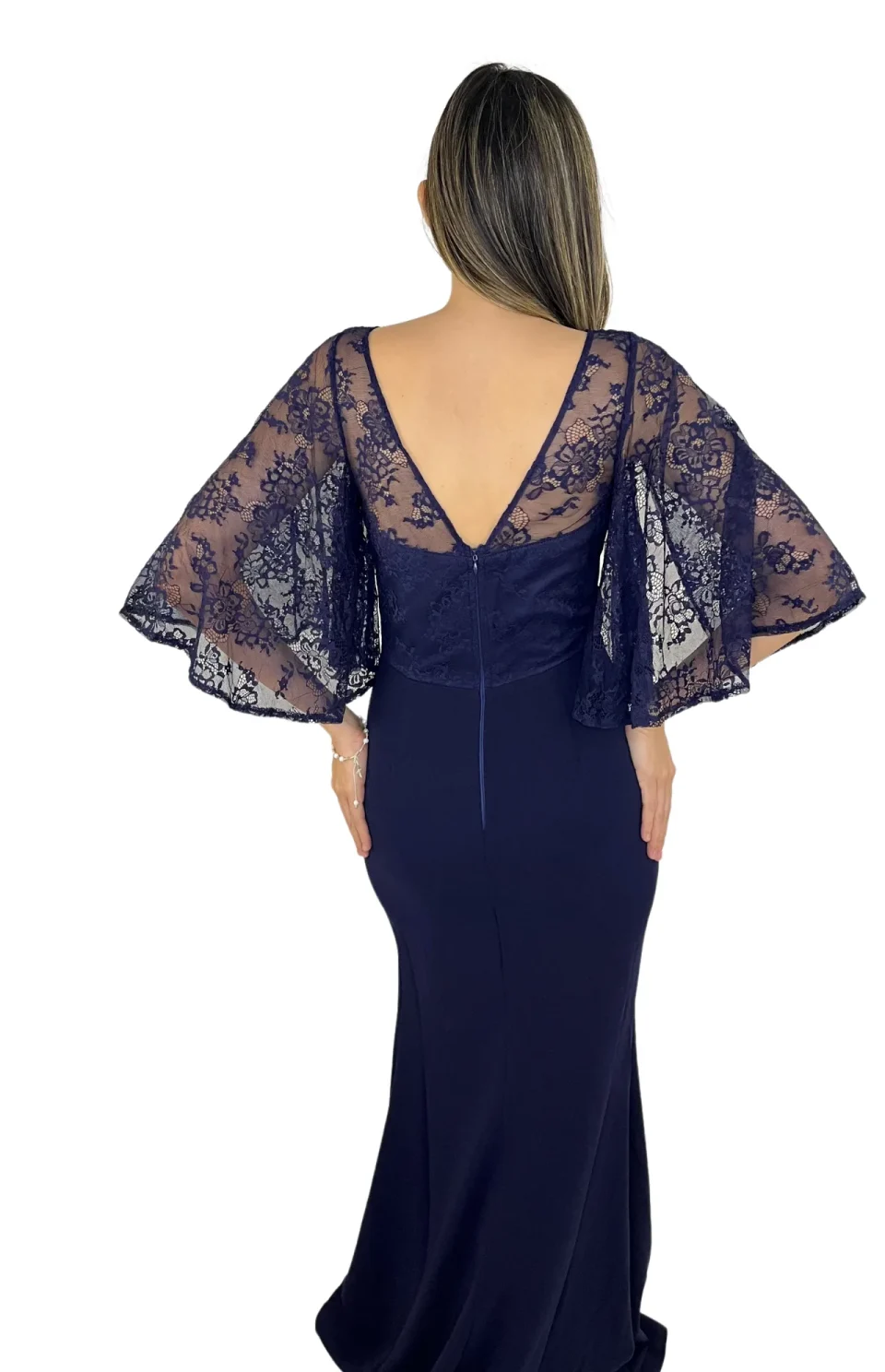 Vestido azul noche Espalda