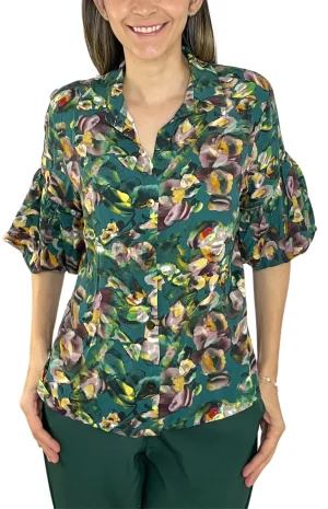 Blusa Manga Bombacha Verde Frente