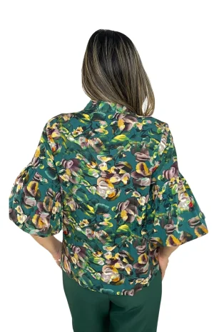 Blusa Manga Bombacha Verde Espalda
