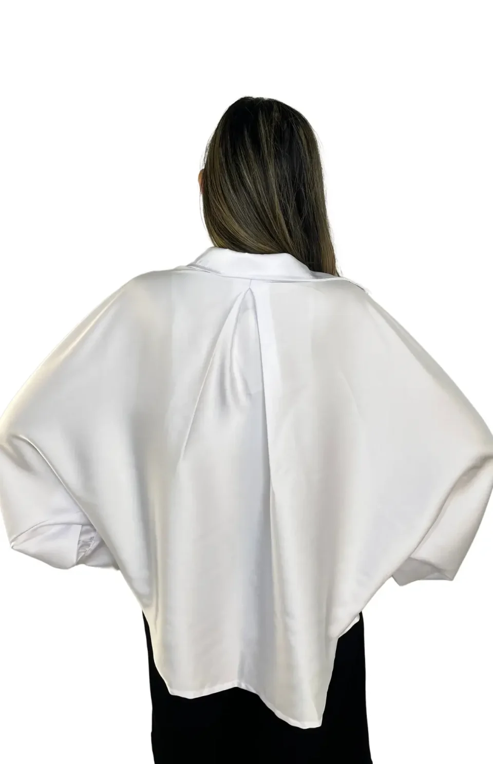 Blusa Camisera Seda Blanca Espalda