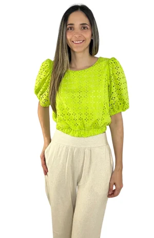 Blusa en Ojalillo Corta Verde