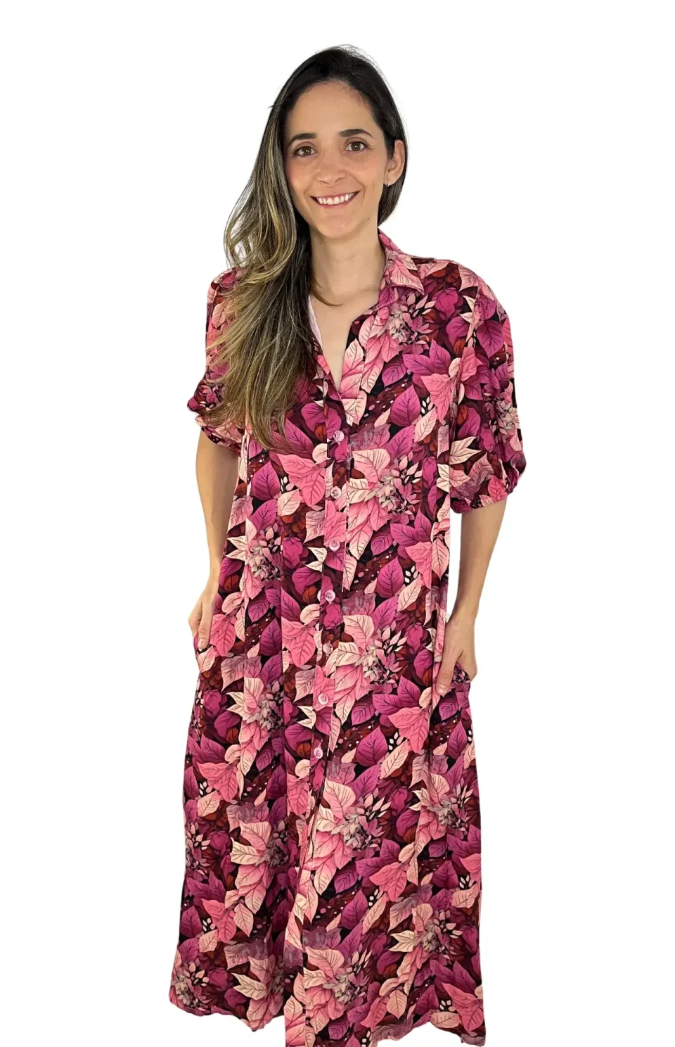 Vestido Camisero Morado Estampado