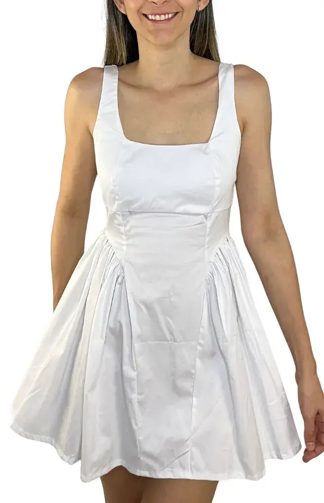Vestido corto juvenil blanco frente