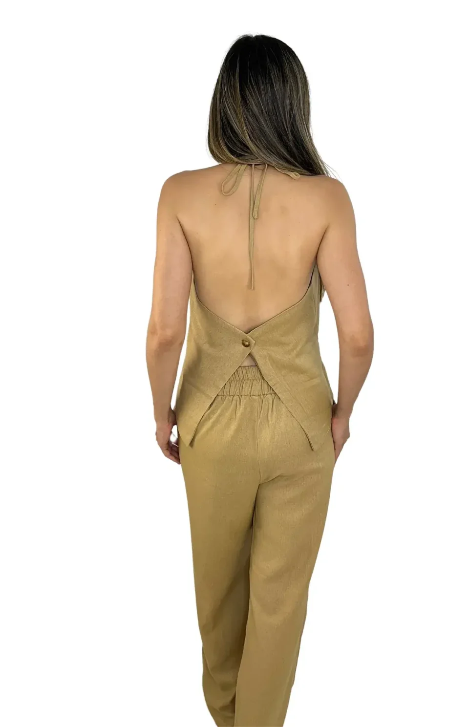 chaleco para mujer marron espalda