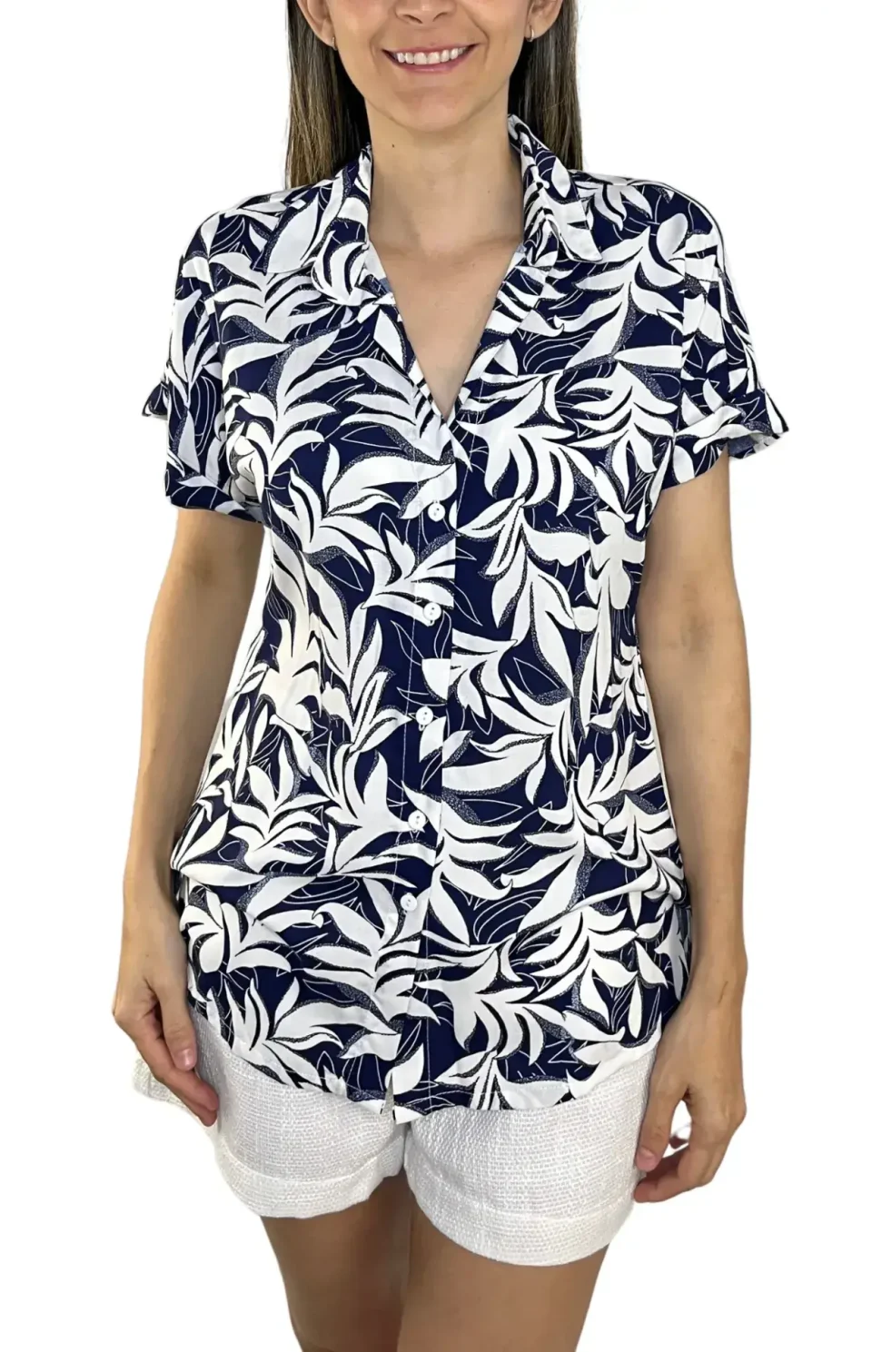 Blusa en Chalis Azul Turqui frente