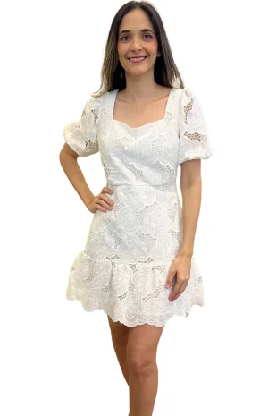 Vestido Encaje Corto Blanco