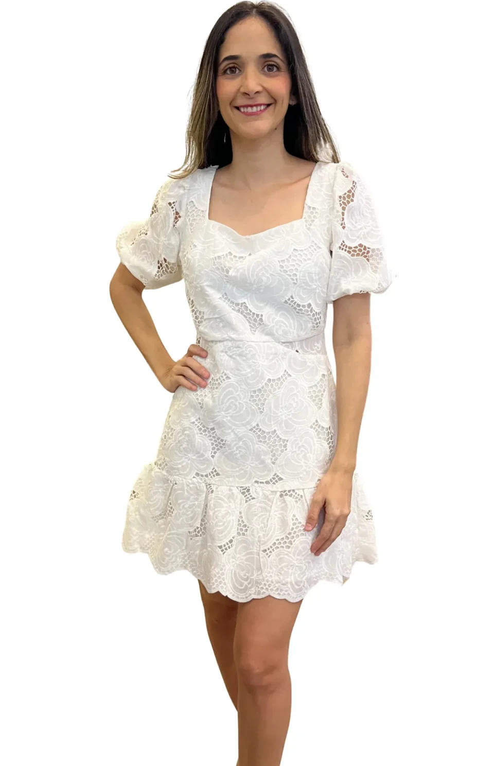 Vestido Encaje Corto Blanco