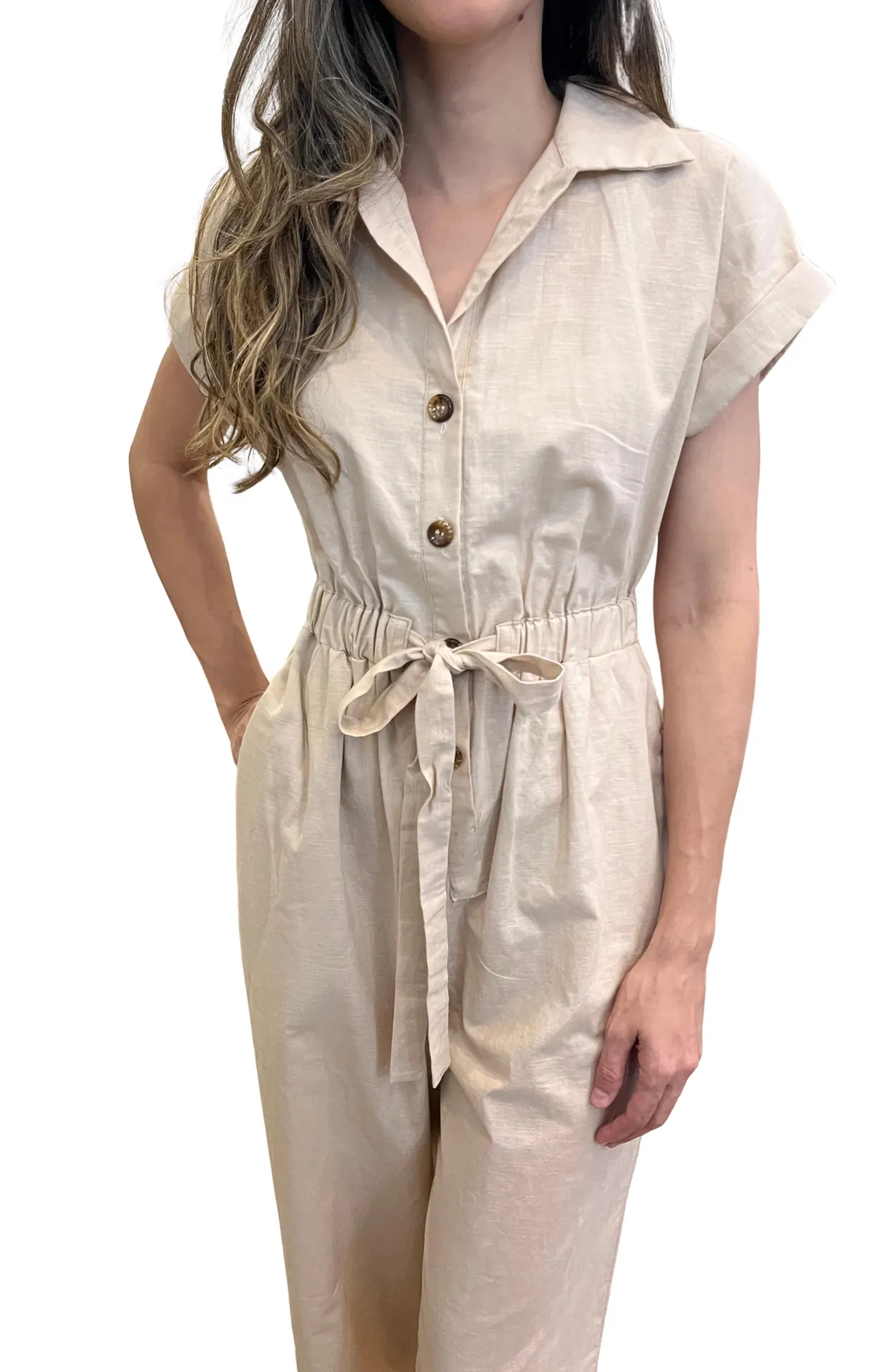 enterizo elegante beige frente