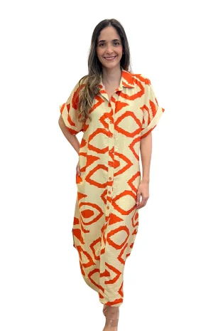 vestido camisero naranja