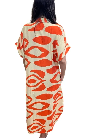 vestido camisero naranja espalda