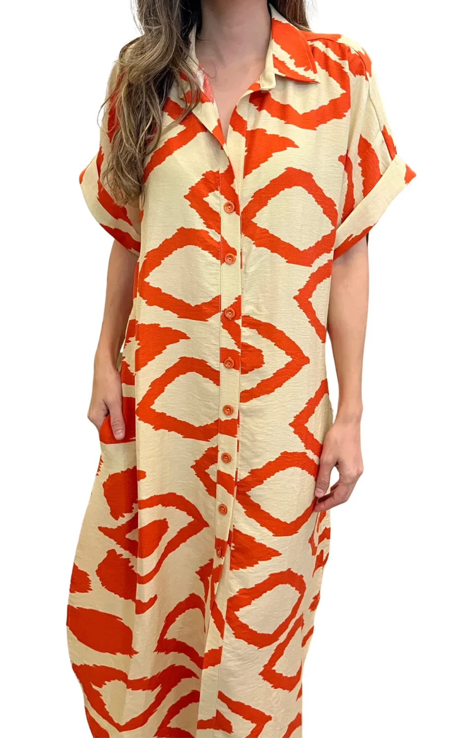 vestido camisero naranja frente