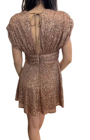 Vestido Corto Lentejuelas Dorado espalda