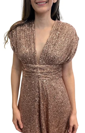 Vestido Corto Lentejuelas Dorado frente