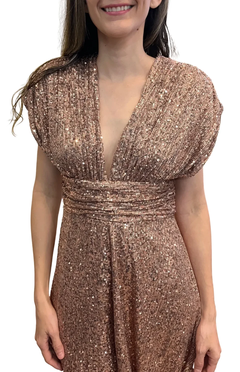 Vestido Corto Lentejuelas Dorado frente
