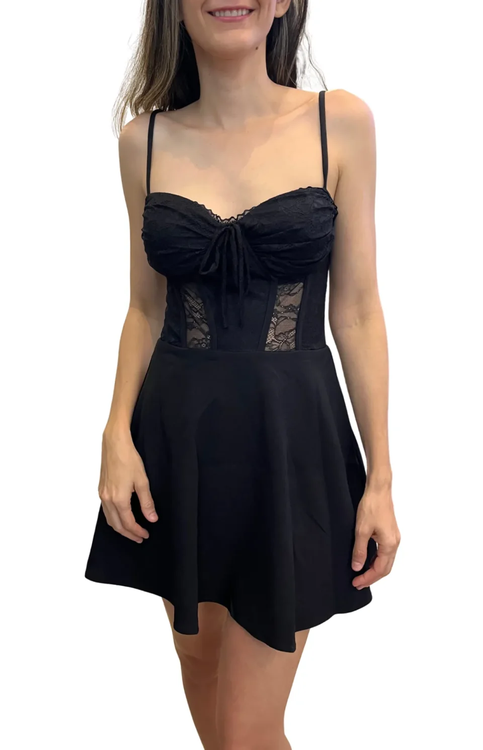 Vestido Encaje Negro Corto frente