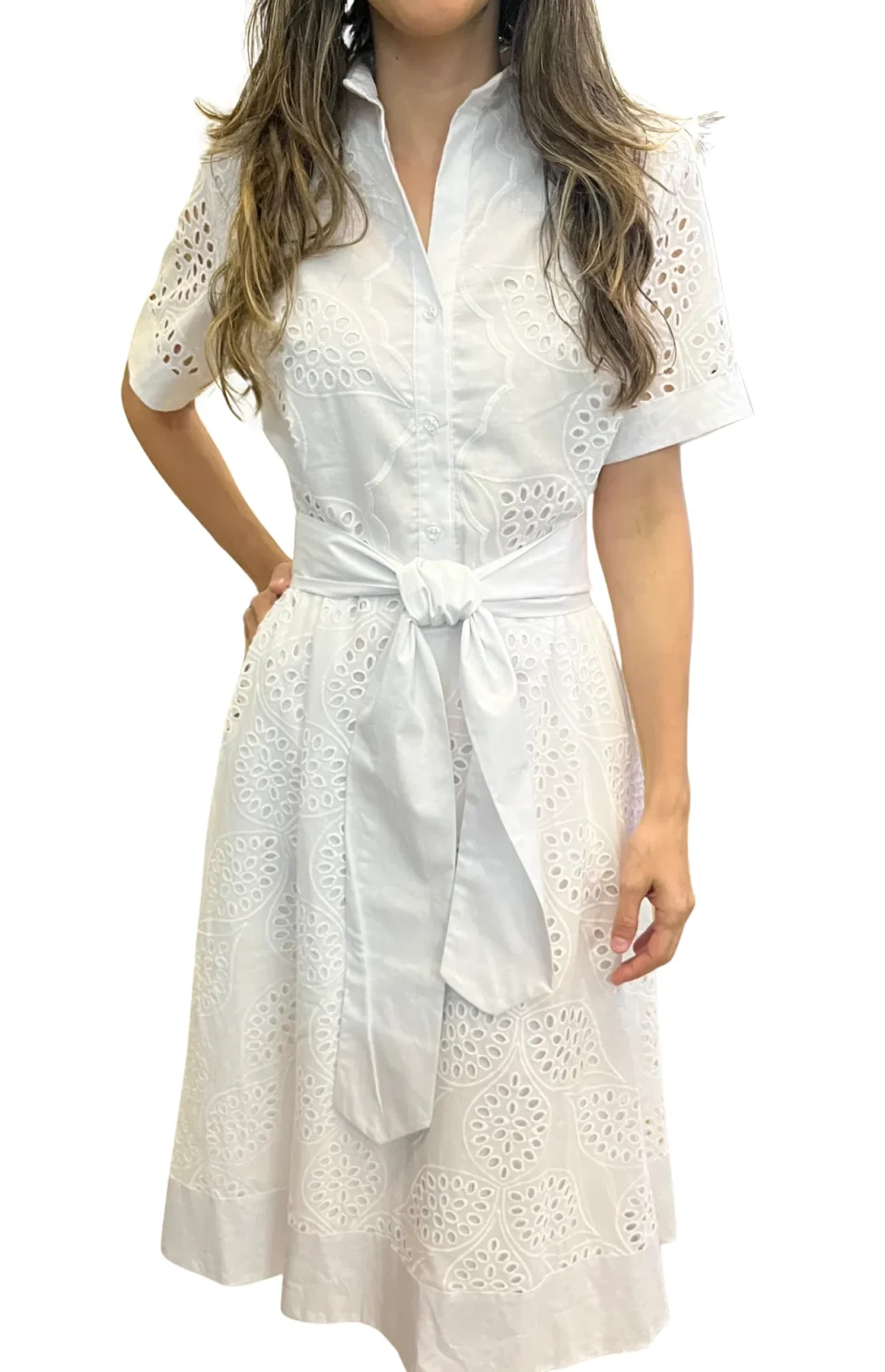vestido elegante blanco largo frente