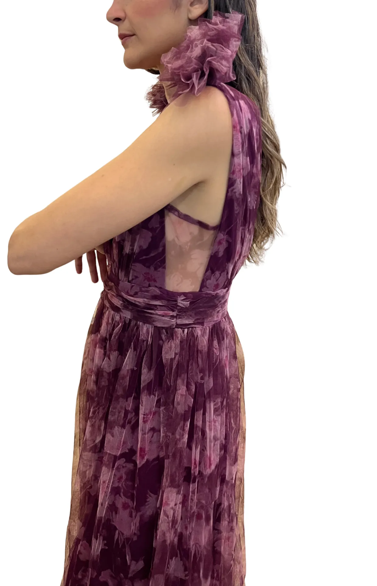 Vestido Largo Fiesta Morado costado