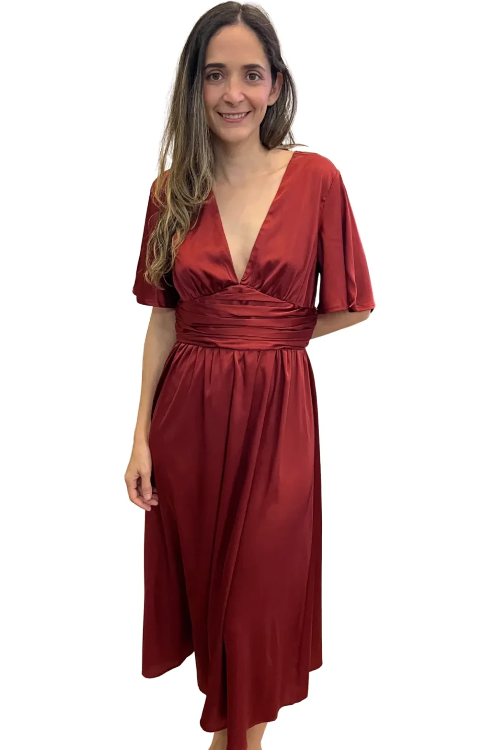 Vestido Formal Seda Rojo