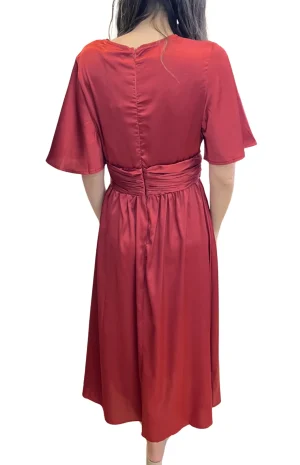 Vestido Formal Seda Rojo espalda