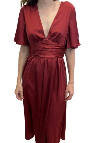 Vestido Formal Seda Rojo frente