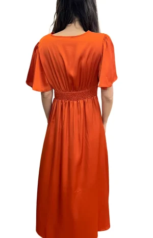 Vestido Seda Coctel Naranja ESPALDA