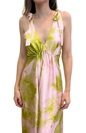 Vestido Seda Verde Lima frente