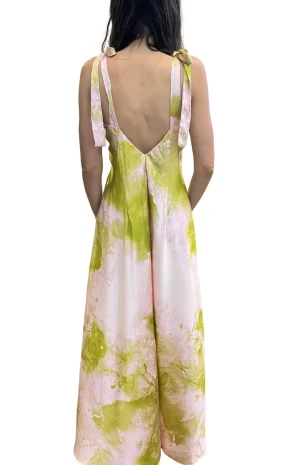 Vestido Seda Verde Lima espalda